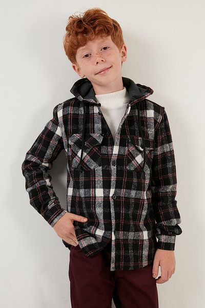 Lela Риза с качулка и джоб на каре Lumberjack за момче Cf22w814672