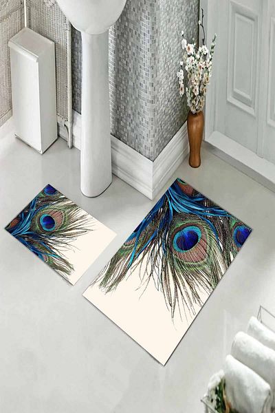 on the clouds Bathroom Rug Double Toilet Set with Non-Slip Base