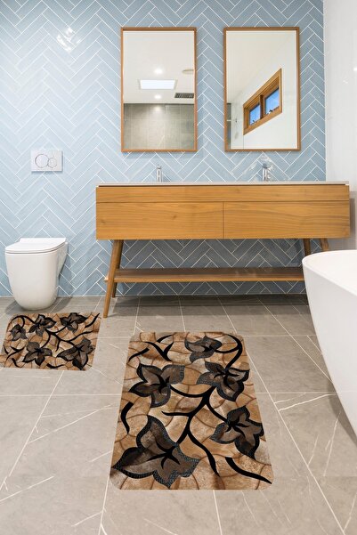 on the clouds Banyo Halısı Ikili Klozet Takımı Kaymaz Tabanlı Banyo Paspas Ta...