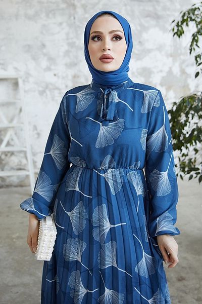 InStyle Φόρεμα σιφόν με σχέδιο Layla - Indigo