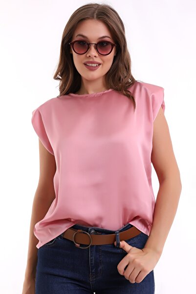 GLAMIFY FASHION Yuvarlak Yaka Kolsuz Vatkalı Rahat Kesim Düğmeli Şık Ve Cool ...