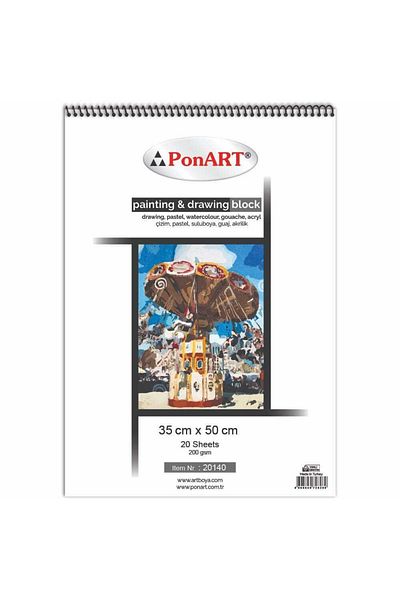 Ponart Μπλοκ ζωγραφικής σχεδίασης 35x50 200 Gr 20 Yp Πολλαπλών χρήσεων Εικόνα Τετράδιο 20140