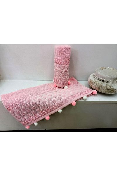 Kardelen 100% βαμβακερή μαλακή πετσέτα - Pompom Dowry Hand Face