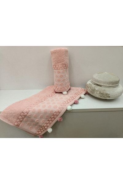 Kardelen 100% βαμβακερή μαλακή πετσέτα - Pompom Dowry Hand Face
