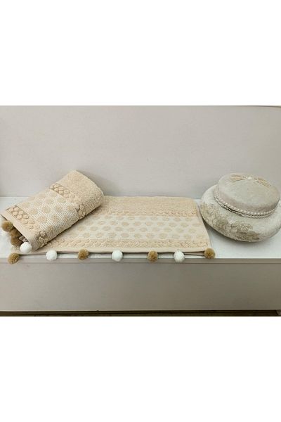 Kardelen 100% βαμβακερή μαλακή πετσέτα - Pompom Dowry Hand Face