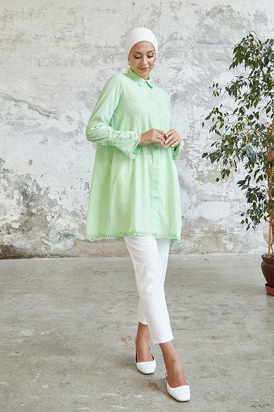 InStyle Button Detailed Shirt with Ankle Tie - Water Green