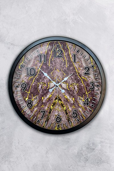 AİB STORE ساعة حائط رخام جديدة معدنية سوداء مقاس 40 سم