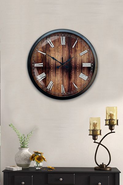 Kasva Concept Gift 40 cm Black Metal Wood Wall Clock
