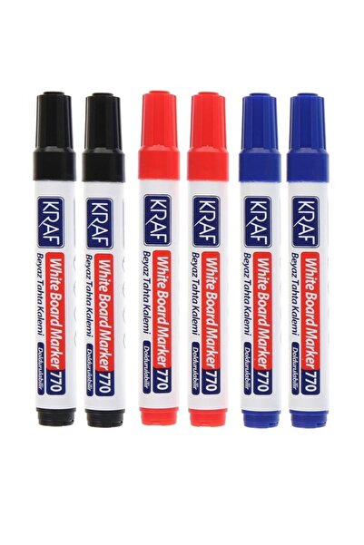 KRAF 770 Doldurulabilir Beyaz Tahta Kalemi 6'lı Set