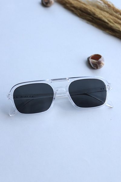 LOOKUP Sunglasses Unisex New Fashion Transparent Frame Black Glass Uv400 Protected Vintage Retro