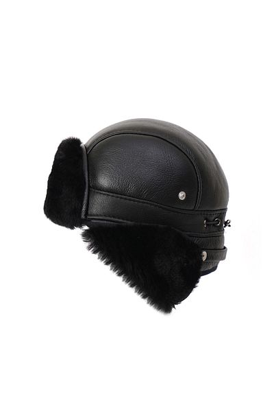 Mumcu's Leather Furry Leather Winter Pilot Hat