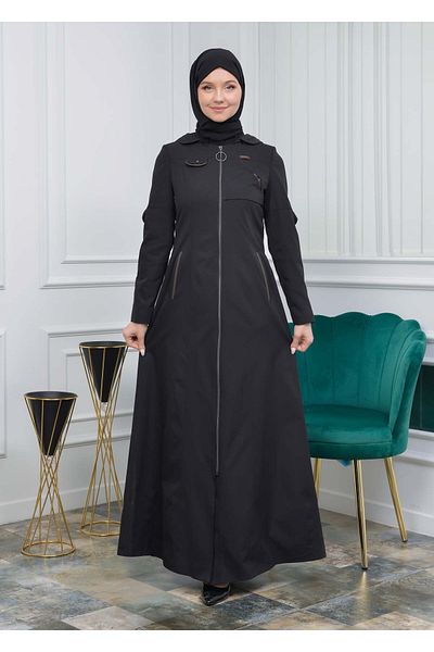 Modamix Hooded Women's Hijab Trench Coat 1103