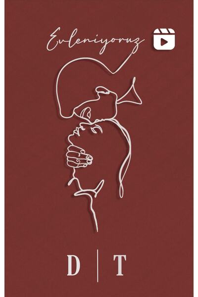 ikisibir Lineart Love, Brown Dijital Video Düğün Davetiyesi