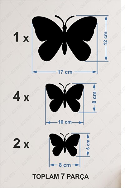 Diji Wood Dekoratif Ahşap 7li Kelebek Duvar Süsü Siyah