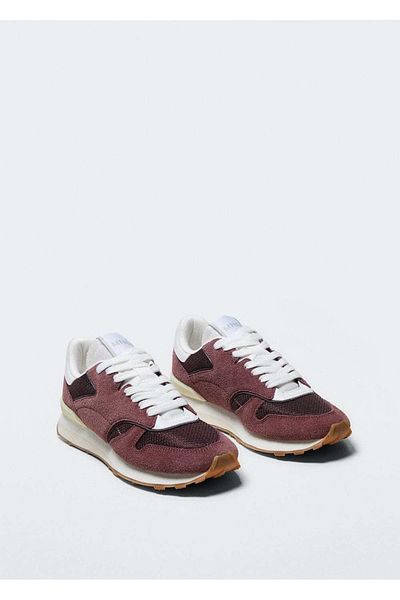 MANGO Woman Claret Red - Kombinované semišové tenisky