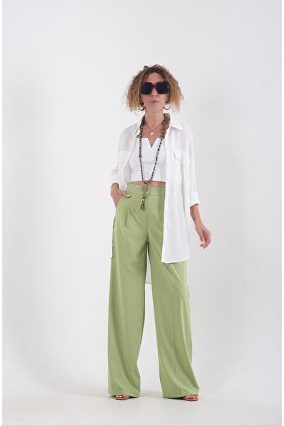 Zelish My Sister Pantaloni largi verde fistic