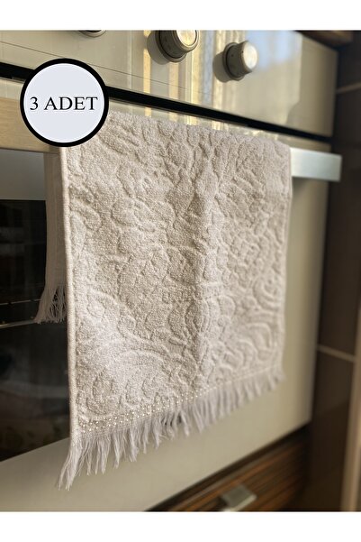 by ballı biocotton Mutfak Havlusu 3lü Set Jakarlı Püsküllü %100 Pamuk Şık Tasarım 30x50