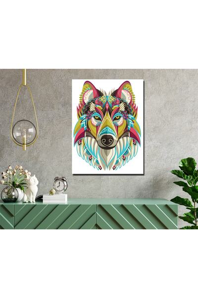 no77decor 30x40 Tablou colorat din MDF cu design Wolf