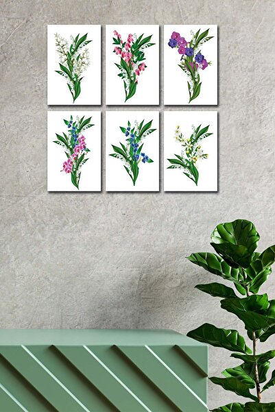 no77decor Set de pictură cu flori verzi din 6 piese