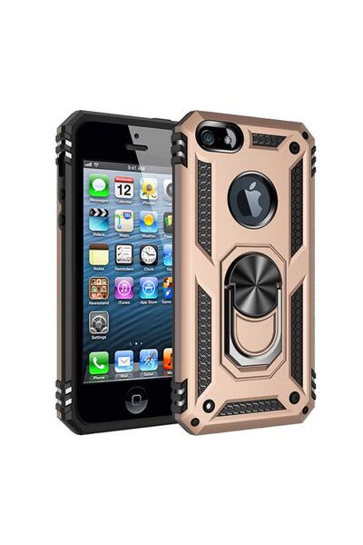 kılıffuarı Iphone 5/5s/se Kılıf Zırhlı Mıknatıslı Standlı Tank Kapak Gold