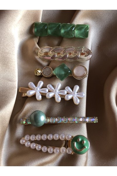 NFS BUTİK 6-Piece Collet Buckle Set - Green