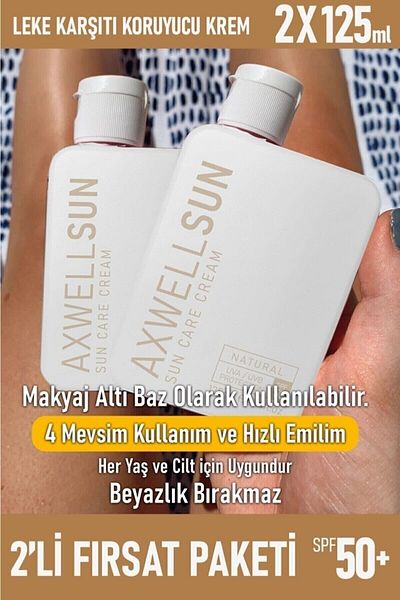 AXWELL Blemish Sun Care Cream - Protective Sun Cream Spf50, 125ml 2 Pieces