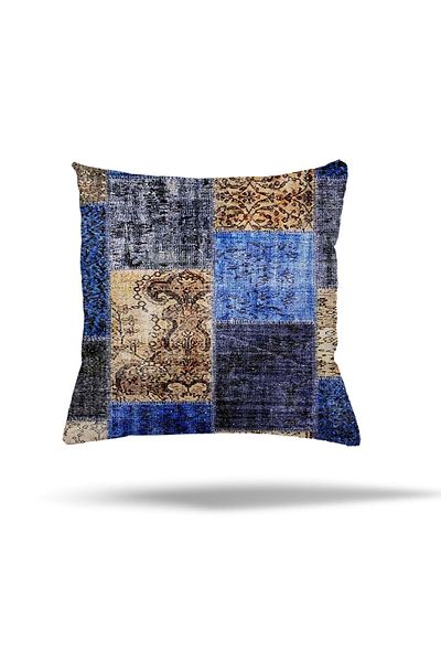 on the clouds Față de pernă cu model floral etnic cu patchwork geometric - fermoar ascuns