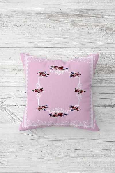 on the clouds Pink Vintage Flower Pattern One Side Printed Hidden Zipper Pillowcase Throw Pillow Pillow Case
