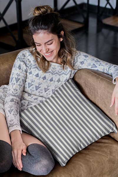 Viva Home 43x43cm Premium Thai Feather Woven Fabric Double Sided Throw Pillow Pillow Case Striped Krl043