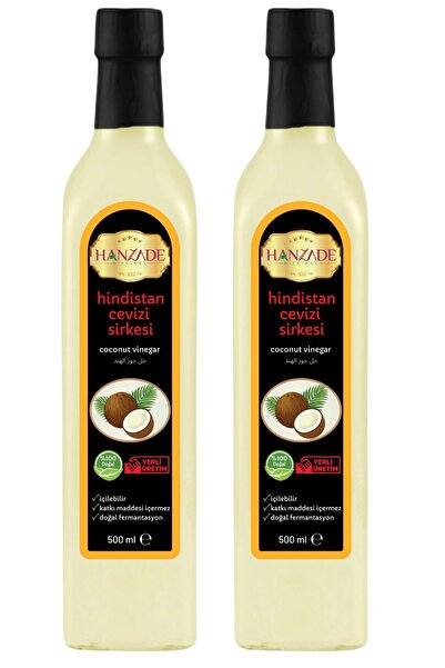 Hanzade Bitkisel Hindistan Cevizi Sirkesi 500 ml X 2 Adet Doğal Fermante Cam ...