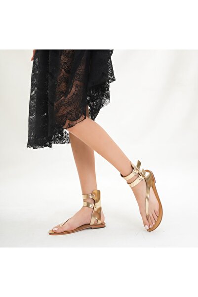 DaphneSandals Valódi bőr arany Bodrum szandál - K2127