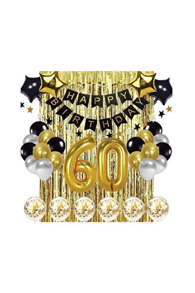 MFM Set de baloane din folie de aur pentru petrecere de 60 de ani