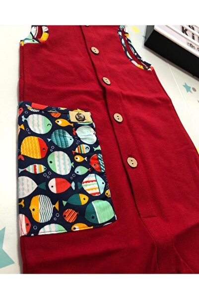 MUGAKİDS Red Summer Jumpsuit