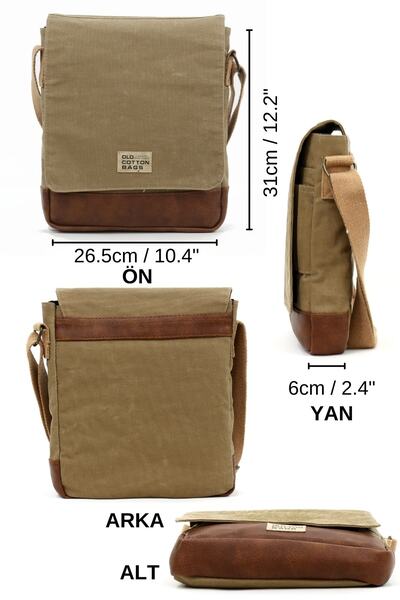 Old Cotton Поштова сумка через плече для школи, водостійка, з вощеного полотна - 7112