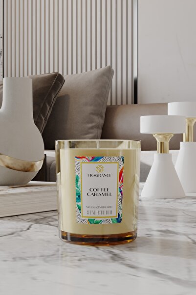 SUM STUDIO Kahve Karamel Kokulu Pamuk Fitilli Doğal Mum 180 Gr