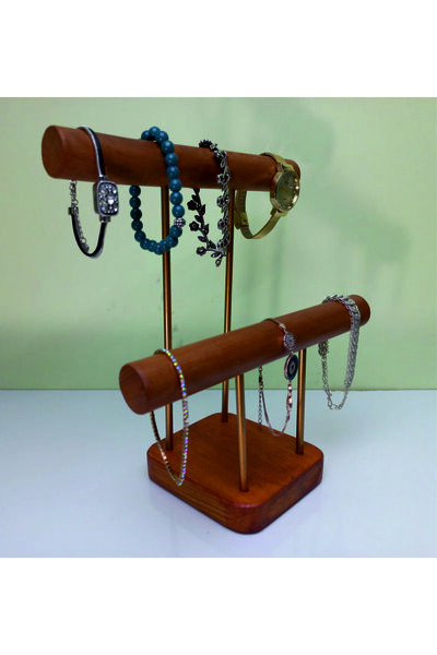 Tiydem Дърво - Позлатен стоманен стенд за бижута Органайзер за бижута Органай...