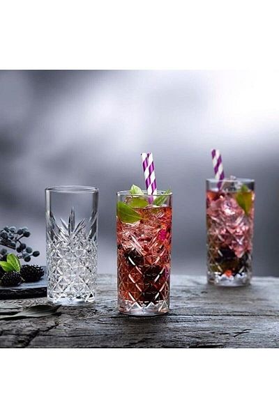 Paşabahçe 52800 Set of 8 Timeless Soft Drink Glasses 450 Cc Water Glass Lemonade Glass