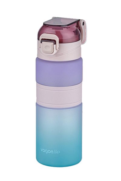 Vagonlife Double Color 600ml Non-Slip Silicone Body Comfortable Drinking - Strawless - Motivation Water Bottle