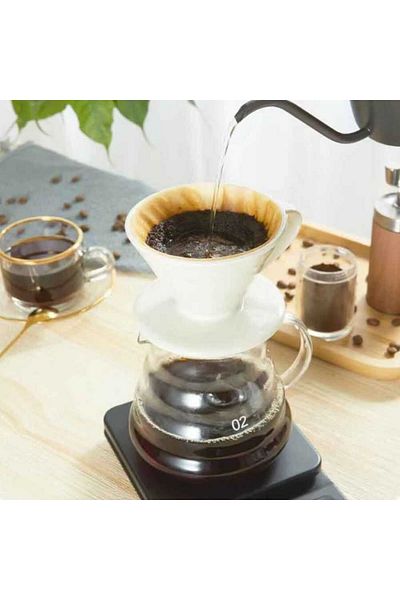 Epinox V60 02 White Ceramic Coffee Brewing Apparatus - Professional, Filter Coffee