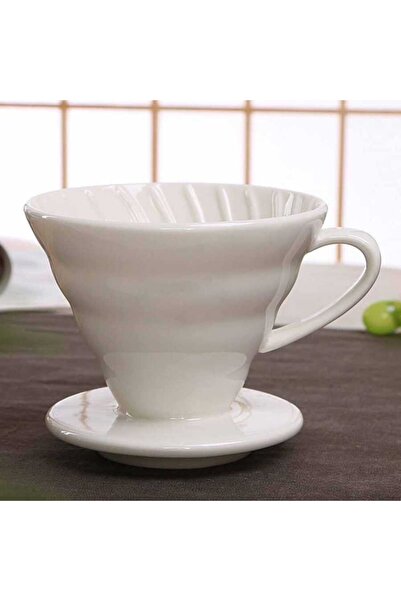 Epinox V60 02 Seramik Kahve Demleme Aparatı Beyaz (SICAK DEMLEME, FİLTRE KAHVE, PROFESYONEL KAHVE APARATI)