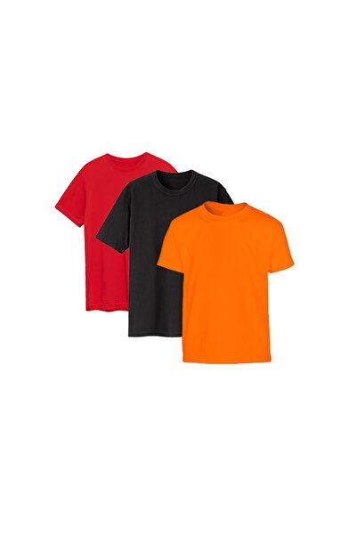 HediyeMania Set tricouri roșu negru portocaliu Bumbac de lux bumbac moale tri...