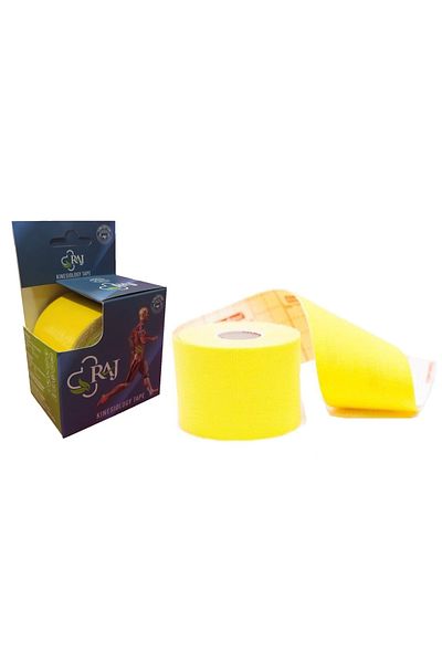 RAJ Tape Yellow Color Kinesio Pain Patch 5 Meters X 5 Cm