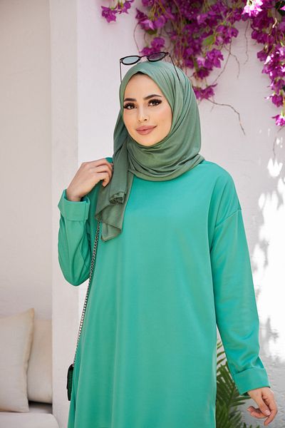 Naciye Sultan Combed Cotton Shawl Green