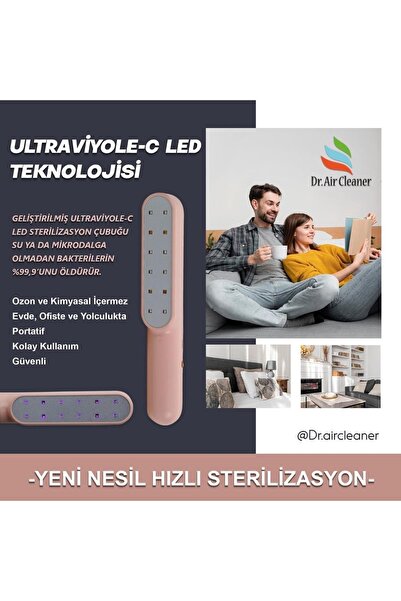 RUSTİKEVDECORART Rustik Ev Dr Air Cleaner Uv Led Taşınabilir Dezenfektan Akıl...