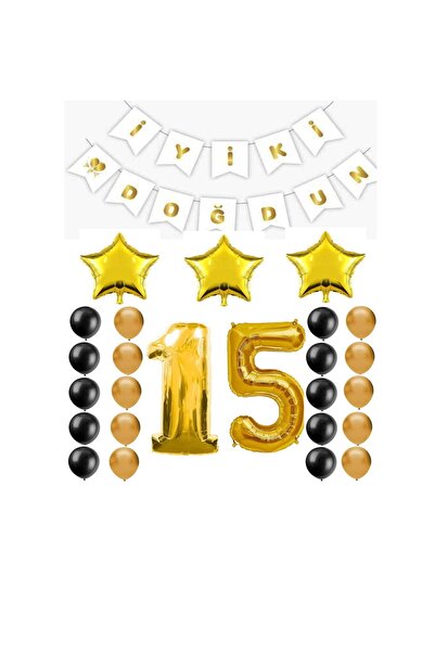 BEST PARTİ DOĞUM GÜNÜ PARTİ SÜSLERİ مجموعة حفلات عيد ميلاد ذهبية اللون عمرها ...