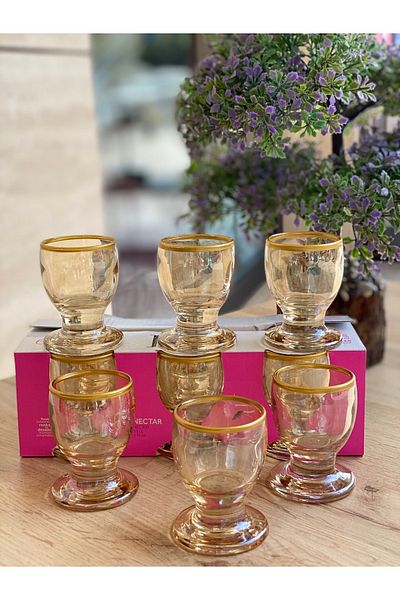 P H Panayır Home Lava 55 Cc 6 Person Coffee Glass Water Glass, Zamzam Glass, Dowry Gift Set Liquor Glass