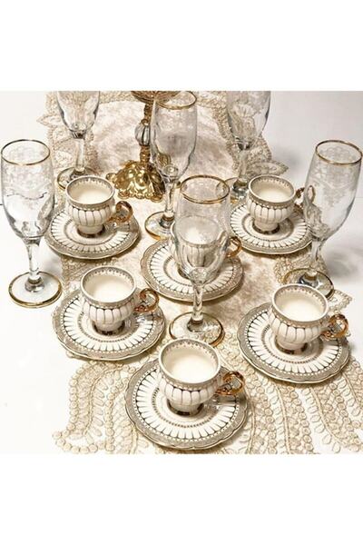 P H Panayır Home Paşabahçe Gold 6 Kişilik Kahve Yanı Cam Su Bardağı Seti, Çeyizlik Set, Kadeh