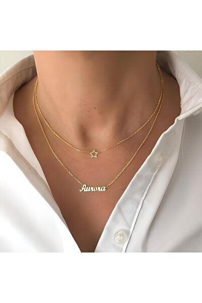 design albatros jewelry Isim Yıldızlı Ikiligümüş Kolye