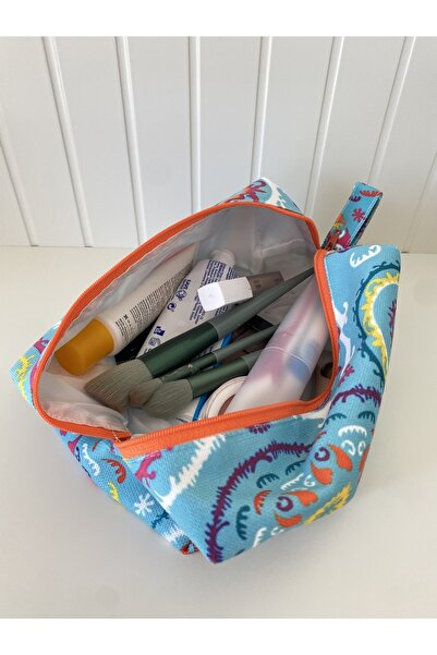 Karma Kids Тюркоазена чанта за грим с мандала мотив и водоустойчива подплата - чанта за обяд