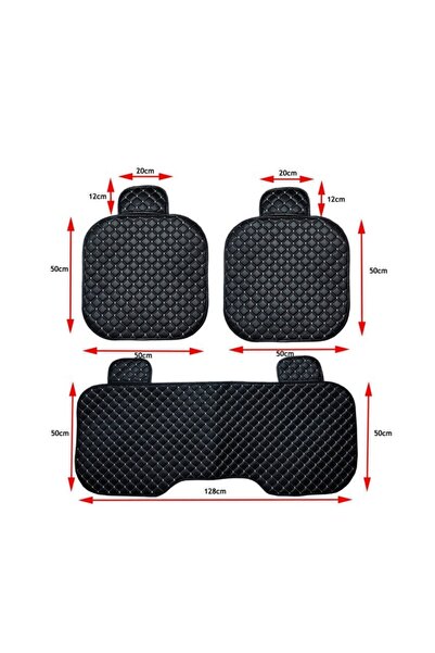 TREND Skoda Fabia 1999-2007 Leather Car Seat Cushion Seat Protector Black Leather White Embroidery